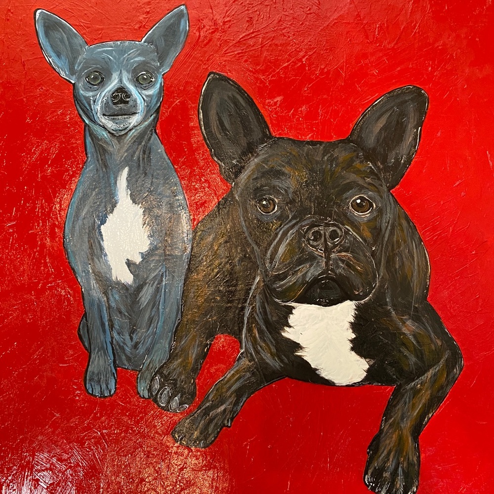 RIKKISRATPACK painting french bulldog & Chihuahua